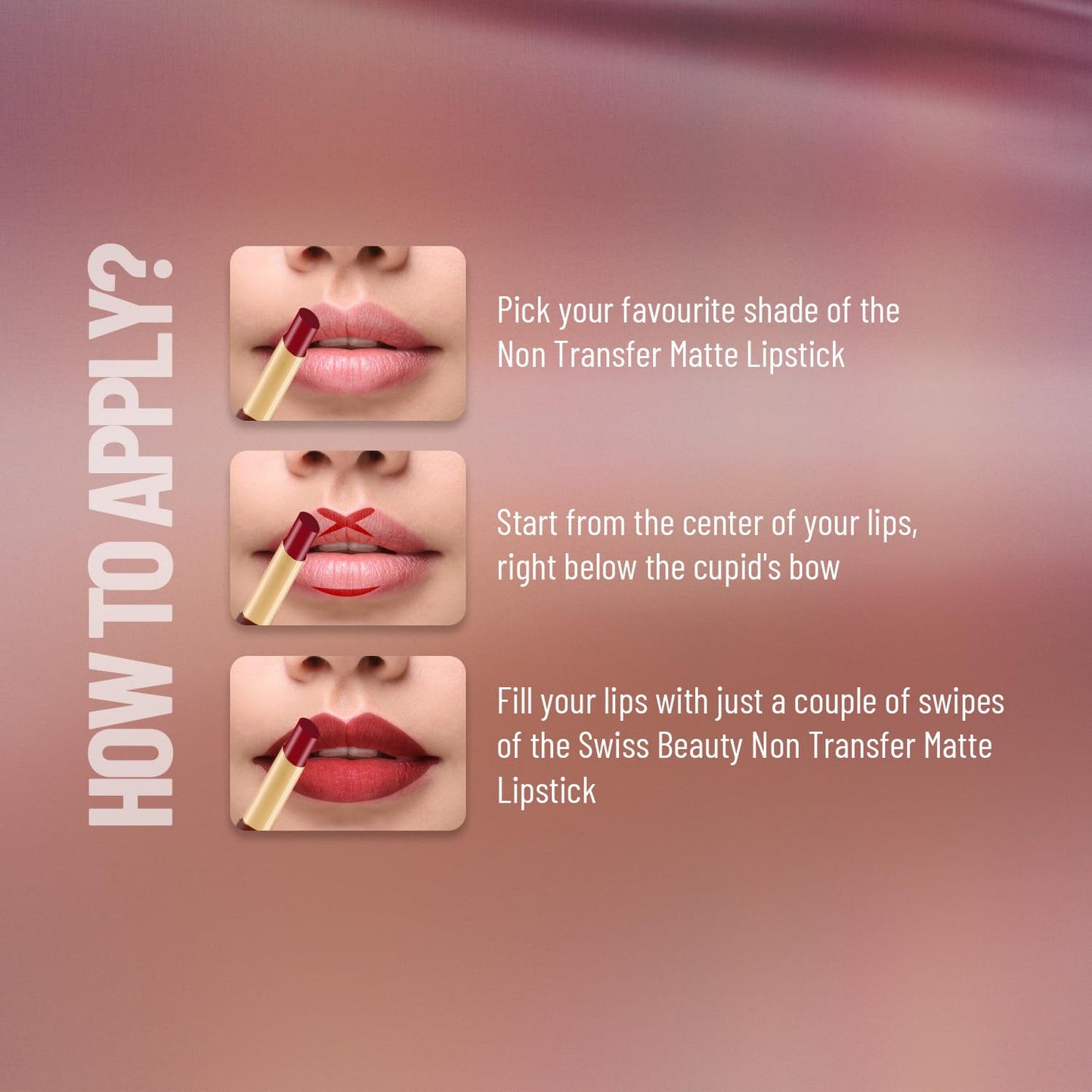 Swiss Beauty Non-Tranfer Matte Lipstick, Smooth & Waterproof, Fire Pink, 2g
