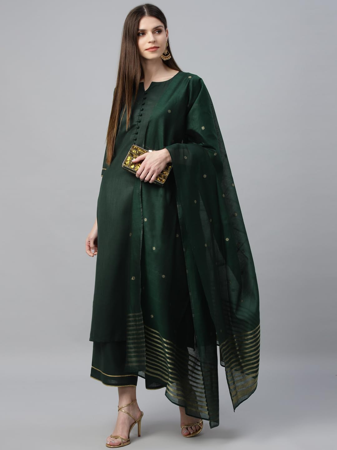 Libas Women's Cotton Kurta Sets (6871_Green