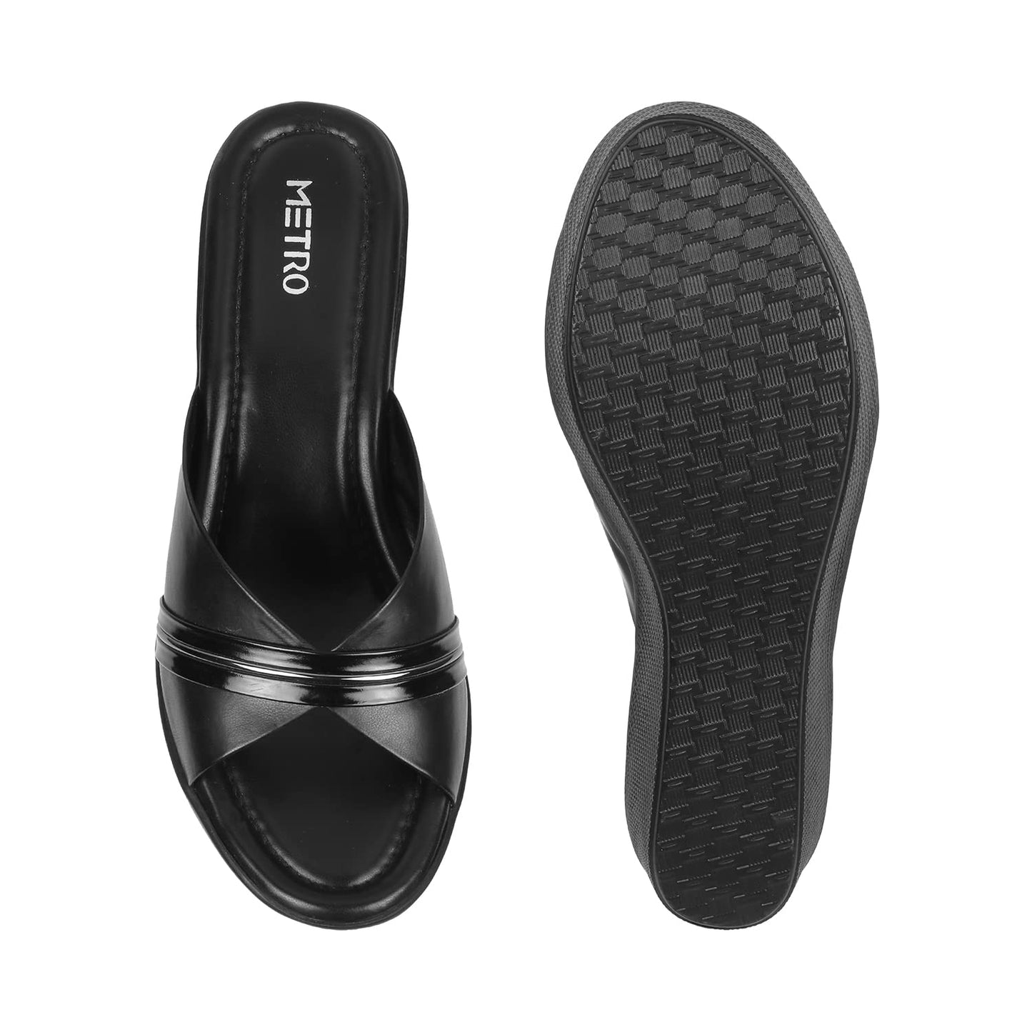 Metro Women Wedge Heel Fashion Slip-on Black UK/5 EU/38 (34-122)