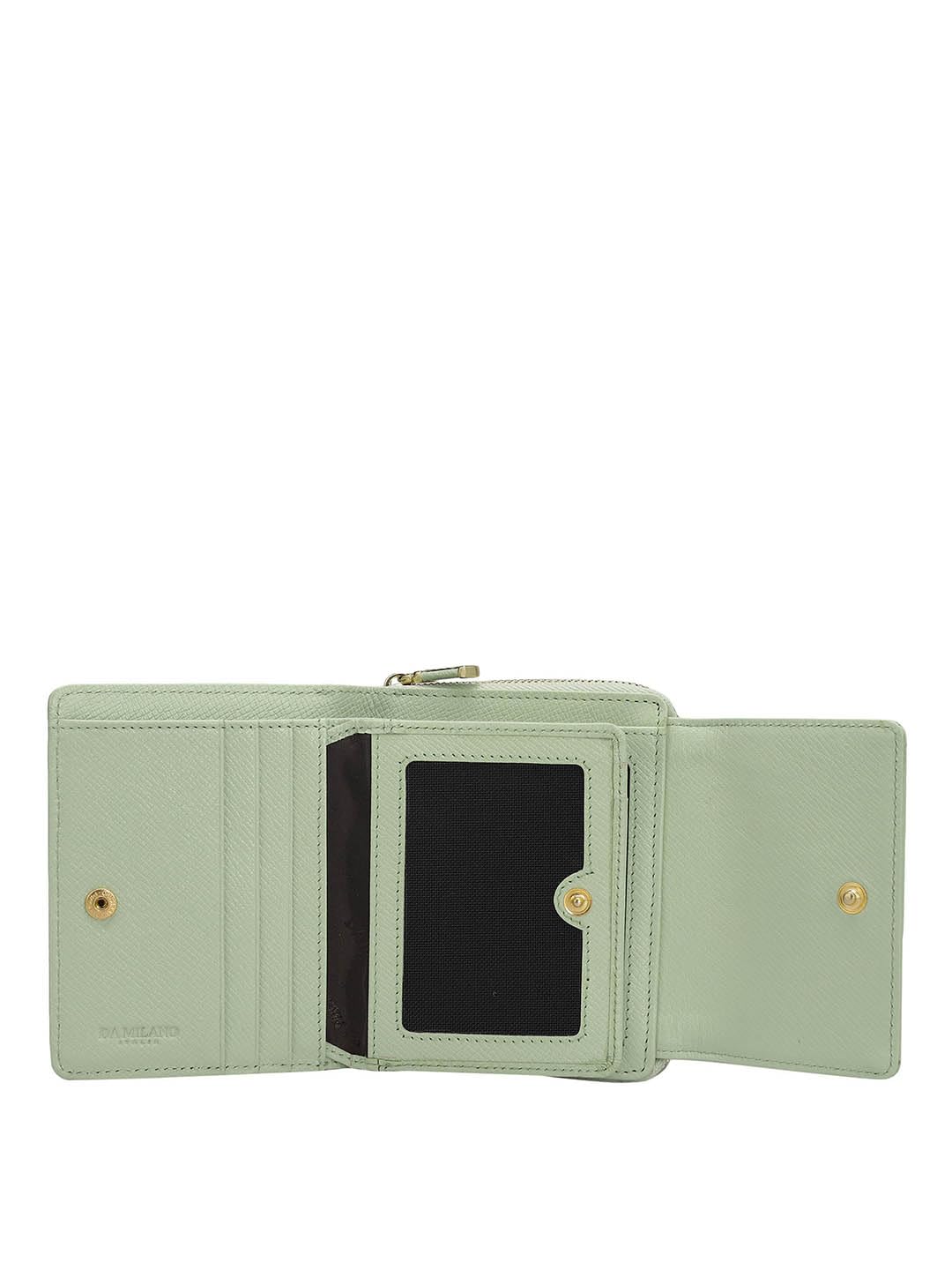 Da Milano Genuine Leather Green Women Sling Wallet (10230A)