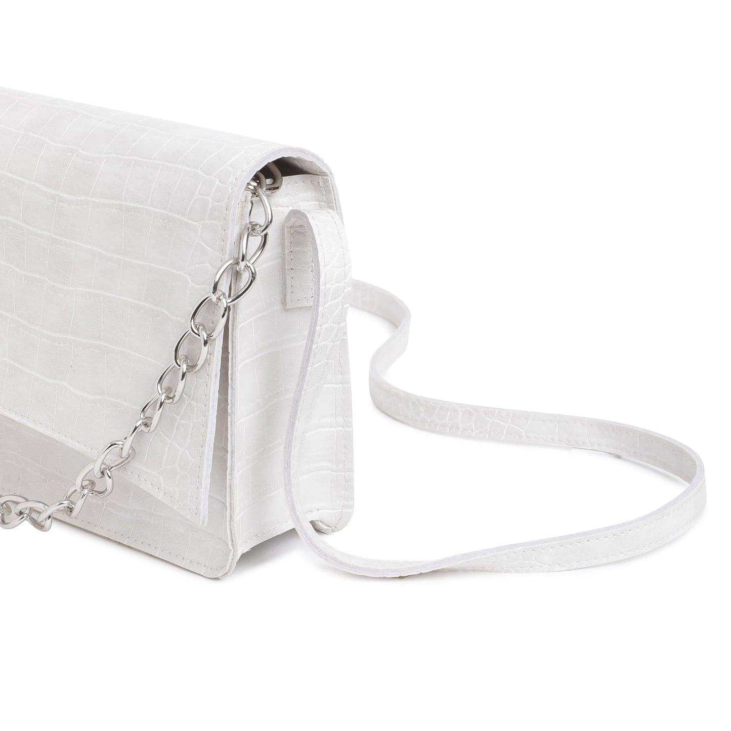 Fastrack Party Sling Bag for Women |Stylish and Structured Handbag for Girls, Ladies, Women | Textured Bag Made of faux Leather (White)