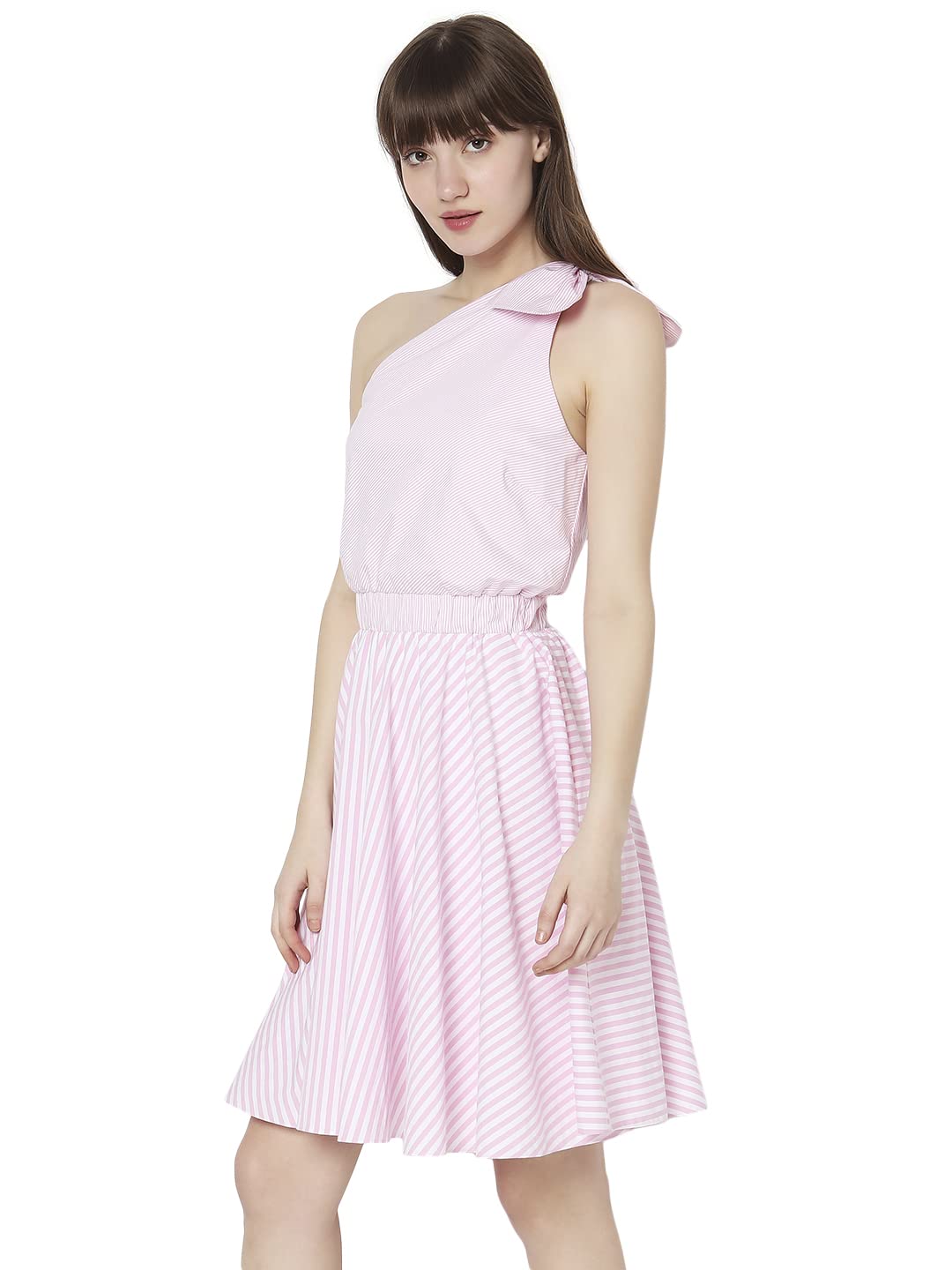Vero Moda Women's Polycotton A-Line Knee-Length Dress (10296146-Cherry Blossom_Cherry M)