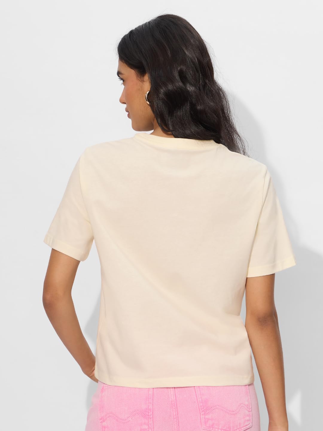 The Souled Store Let's Slay! Women and Girls Short Sleeves Round Neck Off White Graphic Printed Cotton Oversized T-Shirts