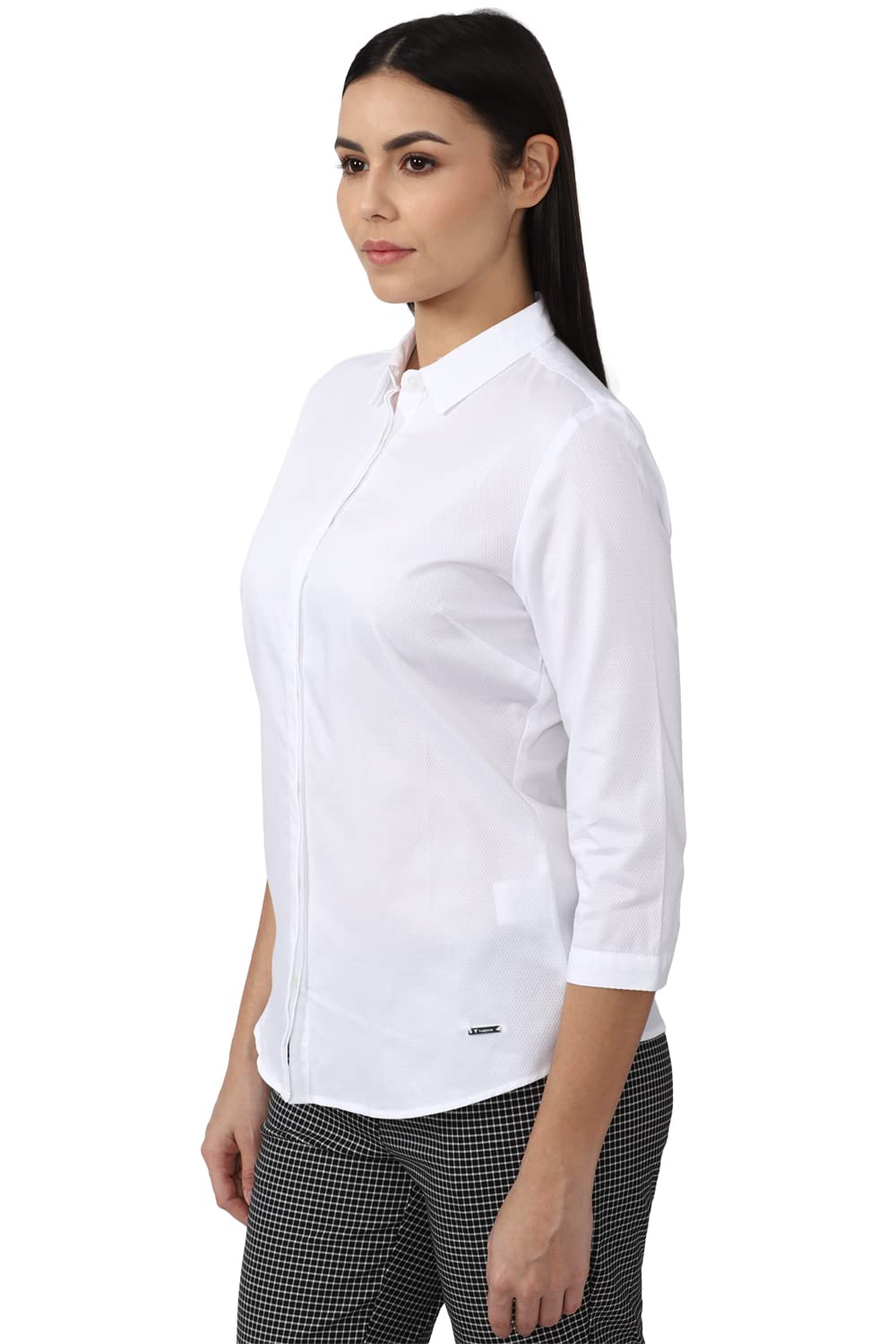Van Heusen Women's Solid Regular Fit Shirt (VWSFCRGBM60638_White 2XL)