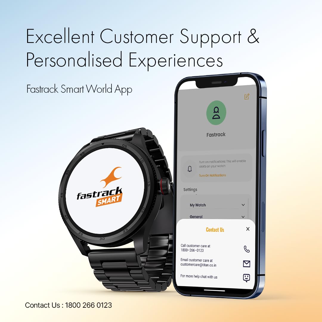 Fastrack Magnus FX1 1.38" Display Metal Case Smart Watch with Single Sync BT Calling, Functional Crown, 100+ Sports Modes, Health Tracking, in-Built Games – Smartwatch for Men (Black)