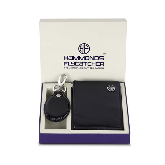 HAMMONDS FLYCATCHER Premium Diwali Gift for Men - Leather Wallet for Men with Keyring Combo - Men's Wallet with 8 Card Slots - Birthday Special & Unique Festival Gift Ideas for Husband, Boyfriend