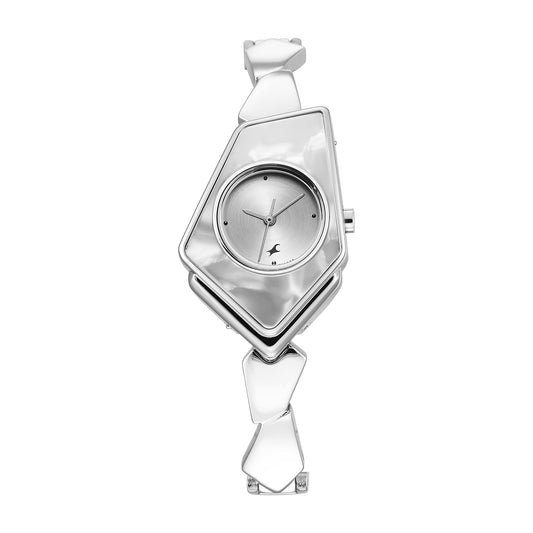 Fastrack Younique Quartz Analog Silver Dial Metal Strap Watch for Girls-NS6279SM01