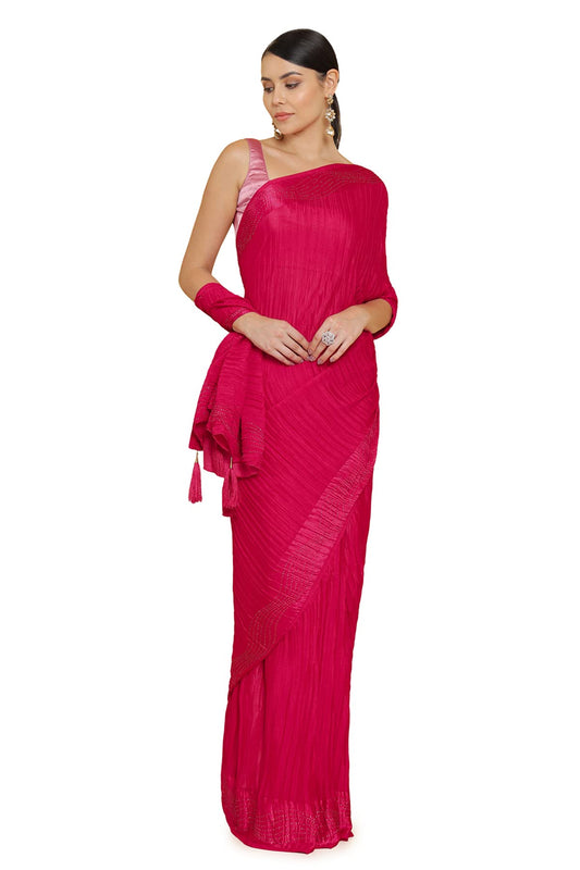 Soch Women Pink Solid Saree