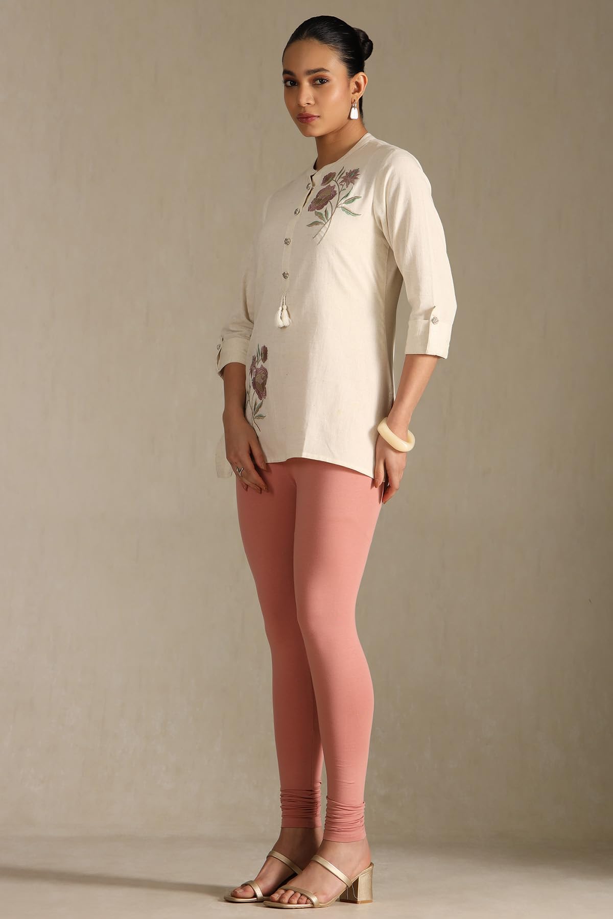 Soch Womens Onion Pink Cotton Blend Solid Leggings