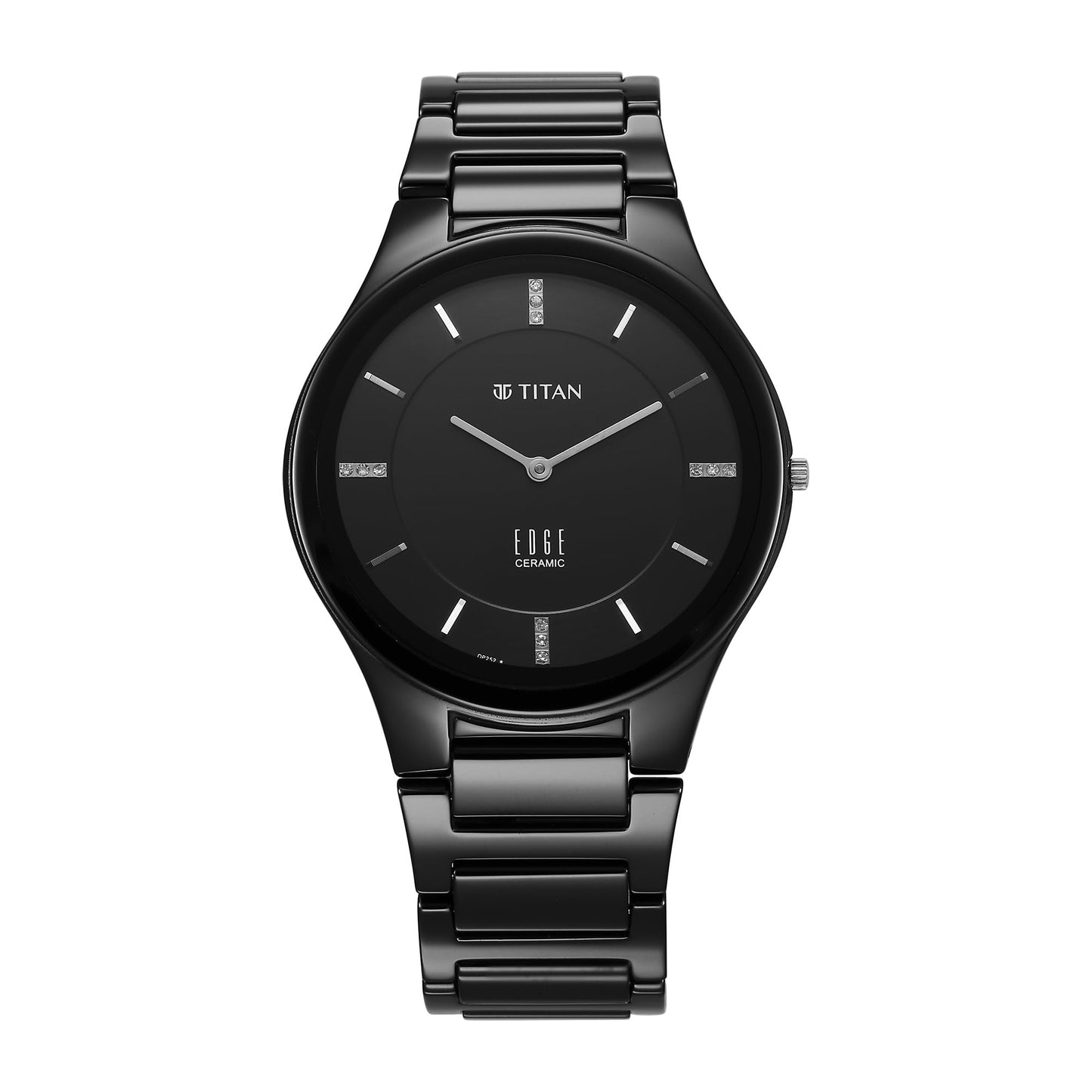 Titan Edge Ceramic Dress with Diamonds Quartz Analog Black Dial Black Ceramic Strap Watch for Men - NT1696NC12