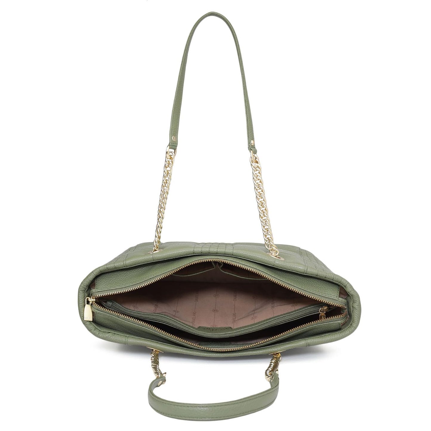 Da Milano Leather Tote Bag for Women - Green