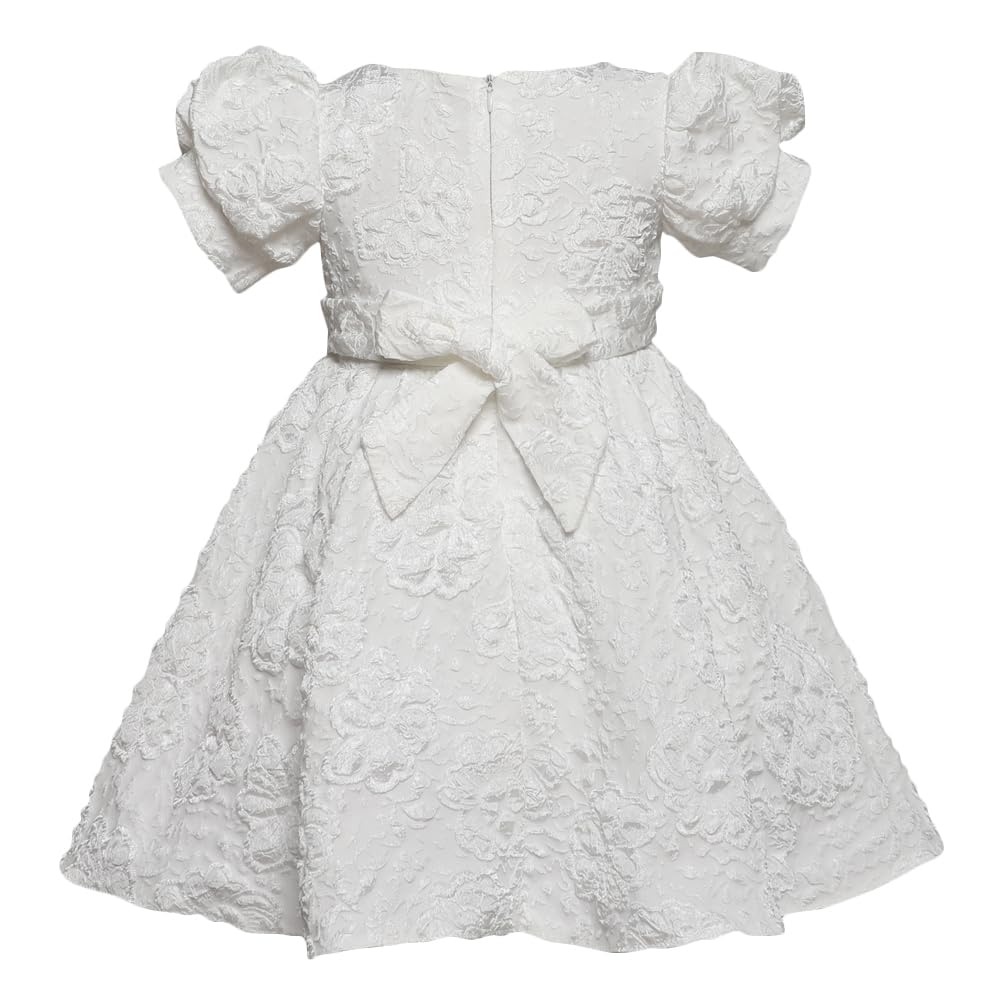Hopscotch Baby Girls Polyester and Viscose Floral Print Party Dress in White Color for Ages 12-24 Months (ZHG-4375543)