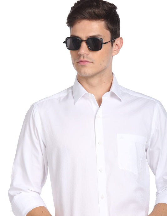 Arrow Men's Solid Full Sleeve Slim Fit Cutaway Collar Cotton Formal Shirt (ARADOSH1405_White_42)