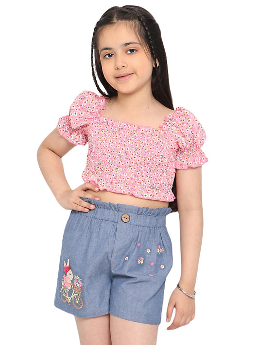 Nauti nati Girl's Regular Fit Crop Top (NN313-656_Multicolor