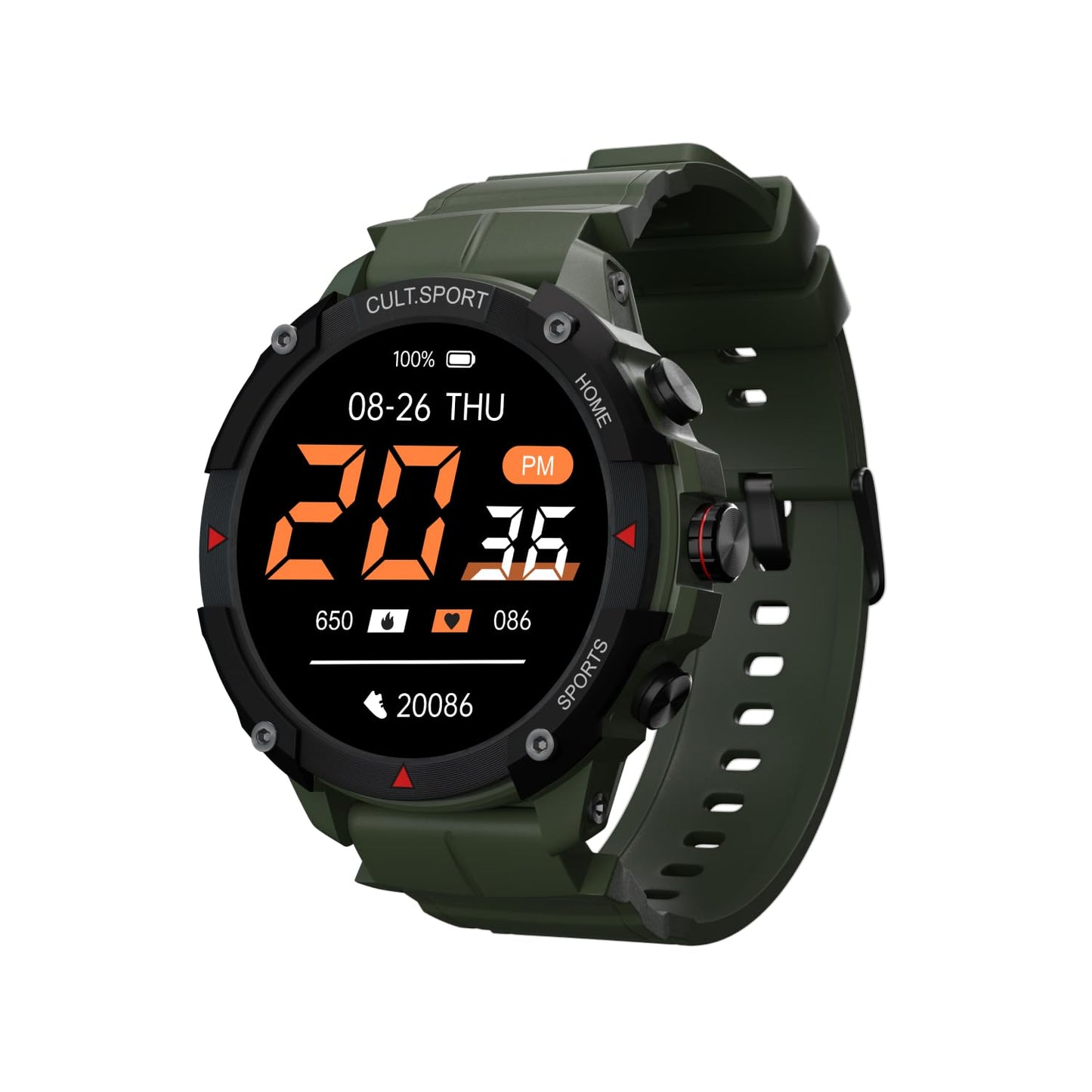 Cultsport (Refurbished) Ranger Xr 1.43" Amoled Smartwatch, Outdoor Rugged Smartwatch For Men, 850 Nits, Bluetooth Calling, 420Mah Battery, Sports Recognition, Health Tracking, Round Digital Watch