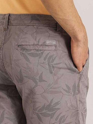 Indian Terrain Men Printed Cotton Shorts Grey