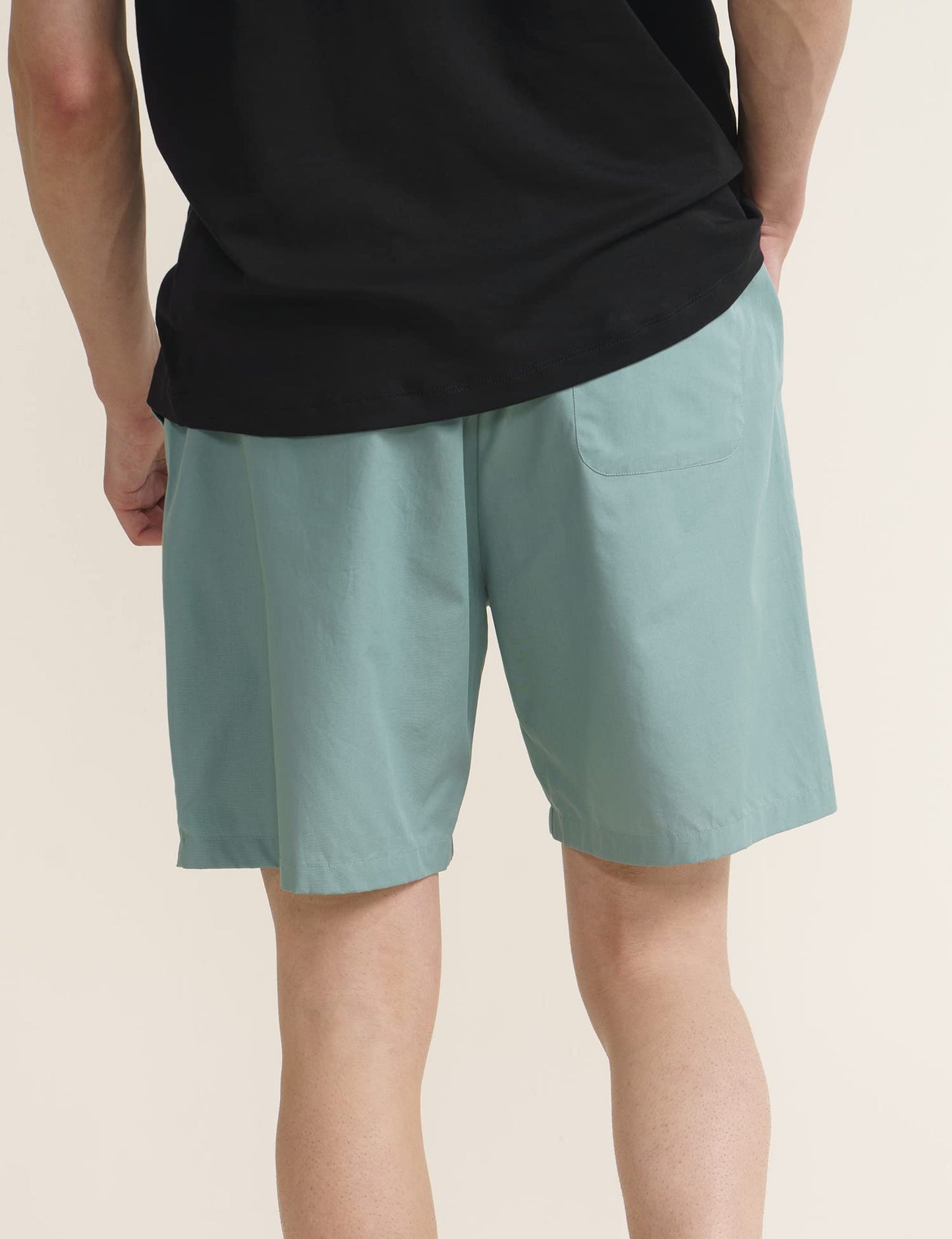 DAMENSCH Cotton Lounge Shorts for Men, Elasticated Waistband, Bermuda, Relaxed Fit Half Pant, Home Shorts for Man-Nap Green-L