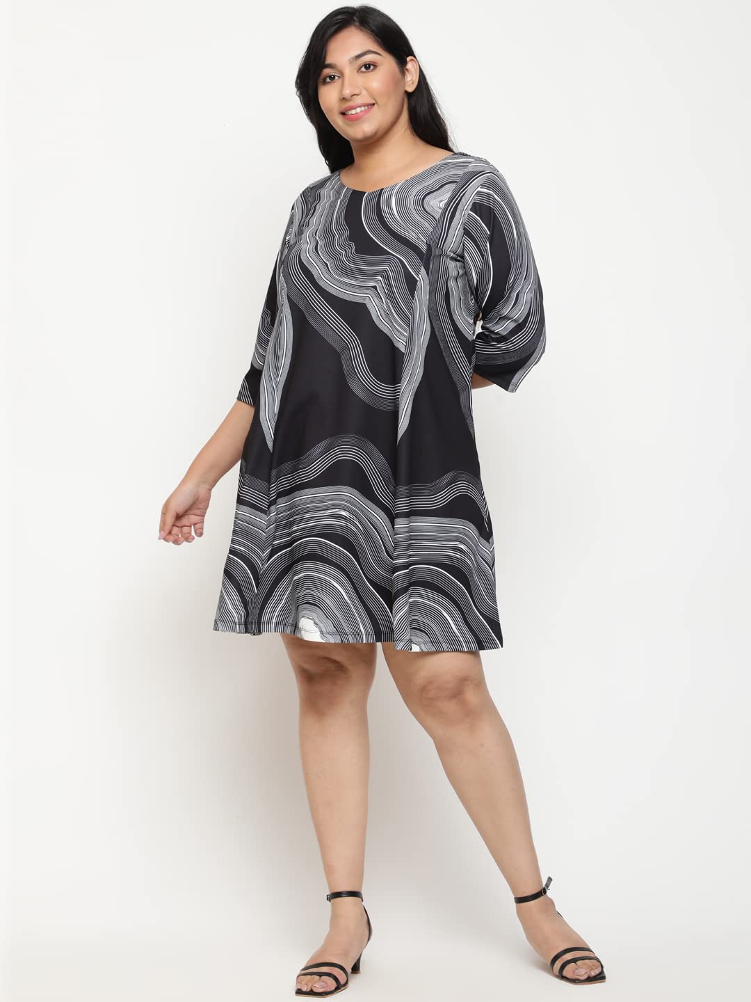 AMYDUS Plus Size Dress for Women | Printed | A Line Fit | Cloud Soft Fabric | Sweat Absorbing | XL to 9 XL Dresses Black Grey