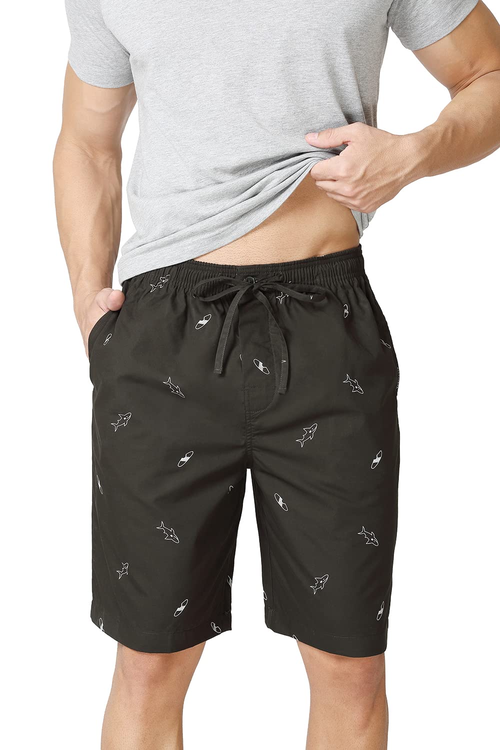 Van Heusen Men Athleisure Soft Suede Touch Lounge Shorts - 100% Combed Cotton - Allover Print, Functional Pocket_50061_ASP-17_XL