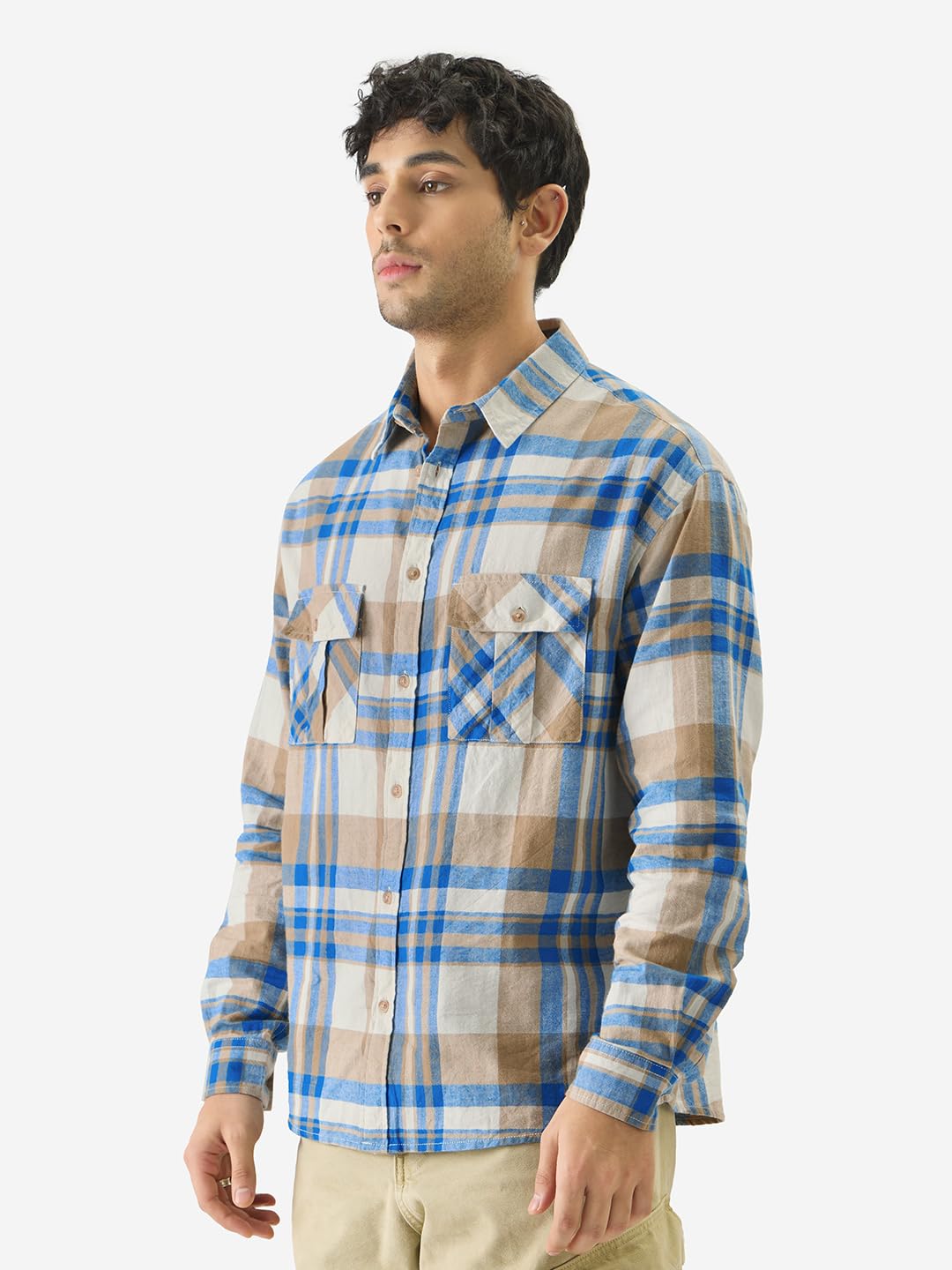 The Souled Store Plaid: Corsair Men and Boys Long Sleeve Collared Neck Cotton Button Down Relaxed Fit Shirts Multicolour Shirts Casual Button-Down Full Sleeve Plaid Checks Casual Workwear