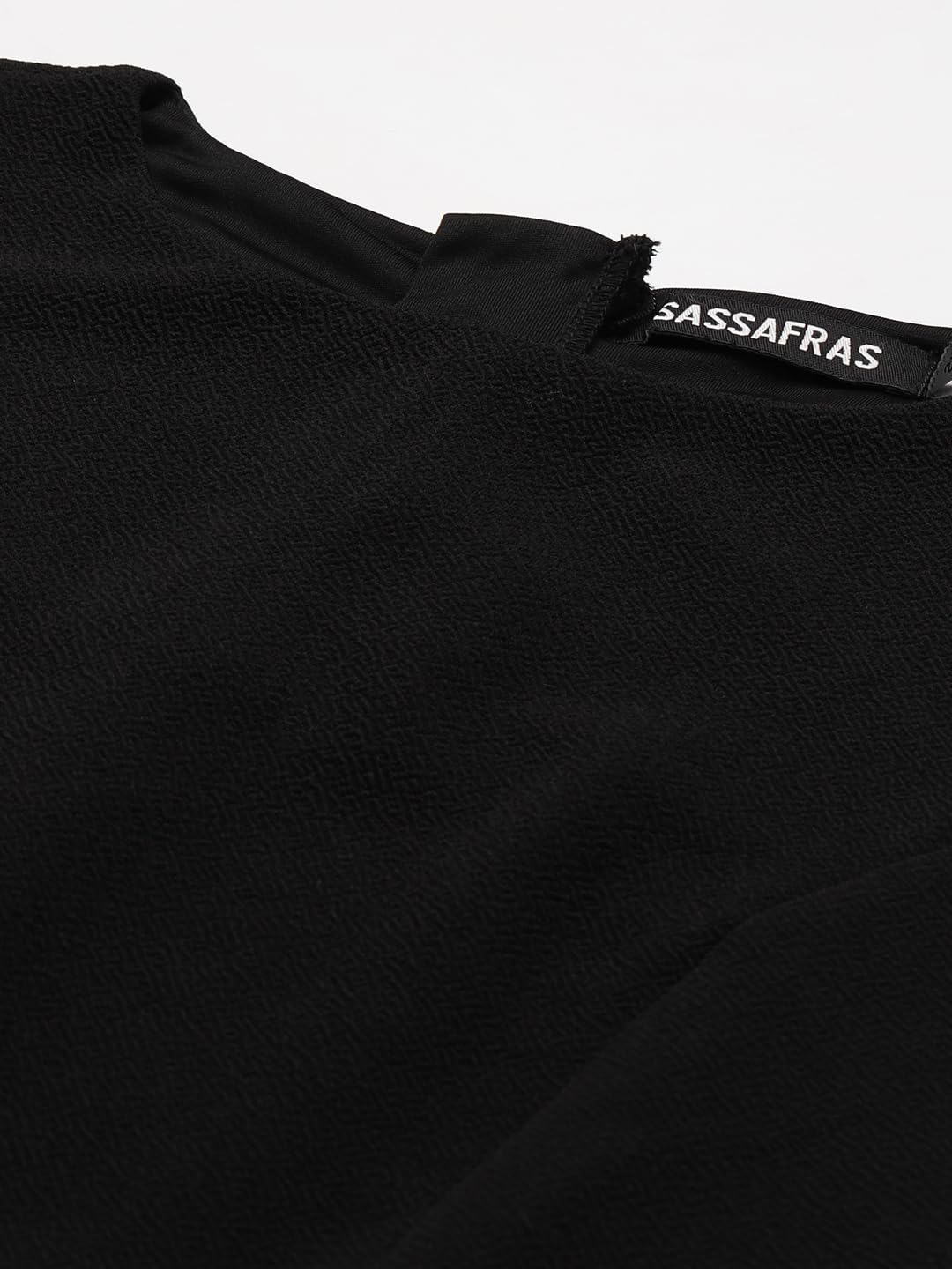 SASSAFRAS Black One Side Frill Bodycon