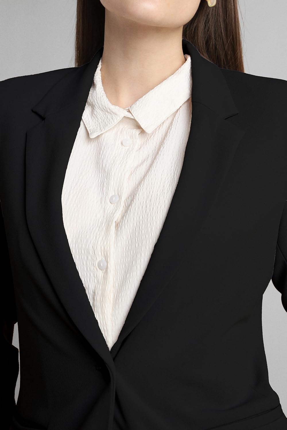 Van Heusen Women's Regular fit Blazer VWKZCRGFO00385_Black