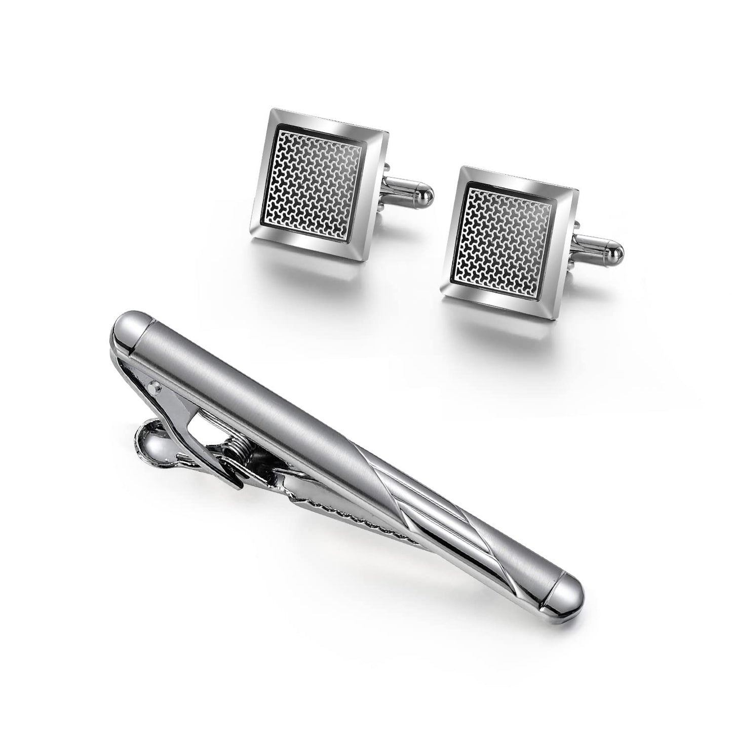wynameleri Men's Cufflink and Tie Clip Set Fashion Designs with Luxury Gift Box for Party Business Wedding or Various Occasion, normal, Brass, metal
