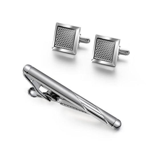 wynameleri Men's Cufflink and Tie Clip Set Fashion Designs with Luxury Gift Box for Party Business Wedding or Various Occasion, normal, Brass, metal
