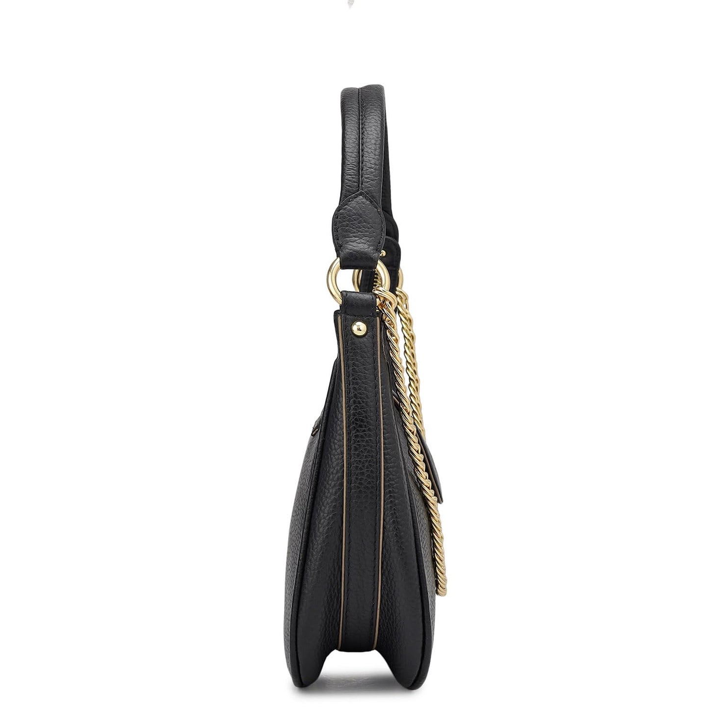 Da Milano Leather Sling Bag for Women - Black (01682OL)