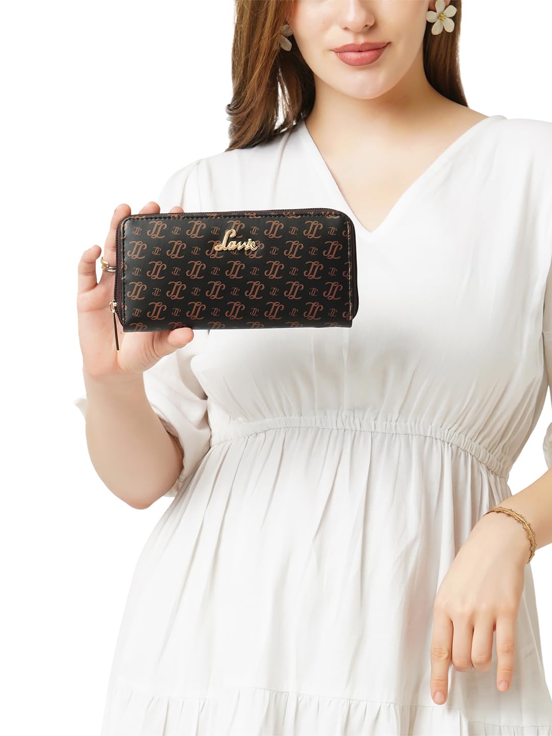 Lavie Women's Sacy Monogram LL Print Large Zip around Wallet | Ladies Purse Handbags