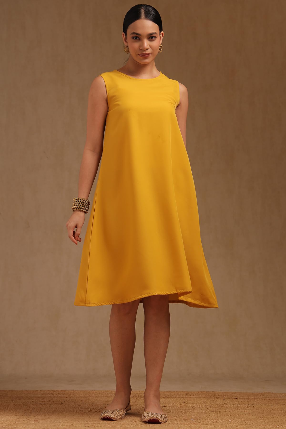 Soch Womens Chinon Botanical Print Dress with Beads and Stones