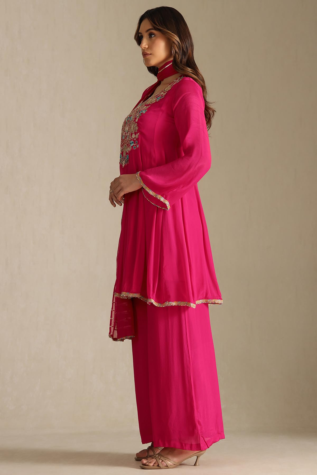 Soch Womens Chinon Embroidered Suit Set With Sequins