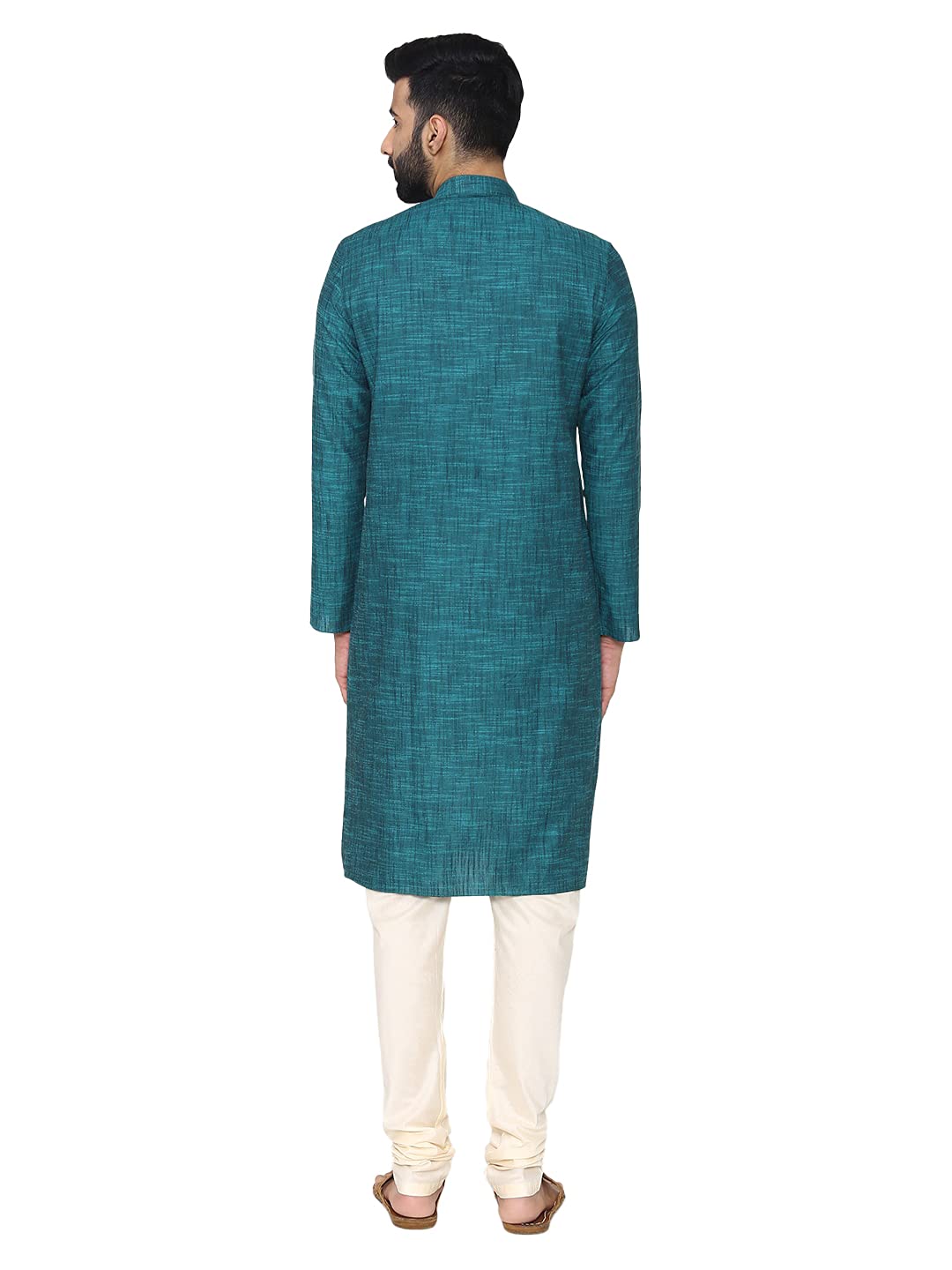 Manyavar Men's Cotton Kurta Set (ML11768-327-L_Light Green_Large/40)