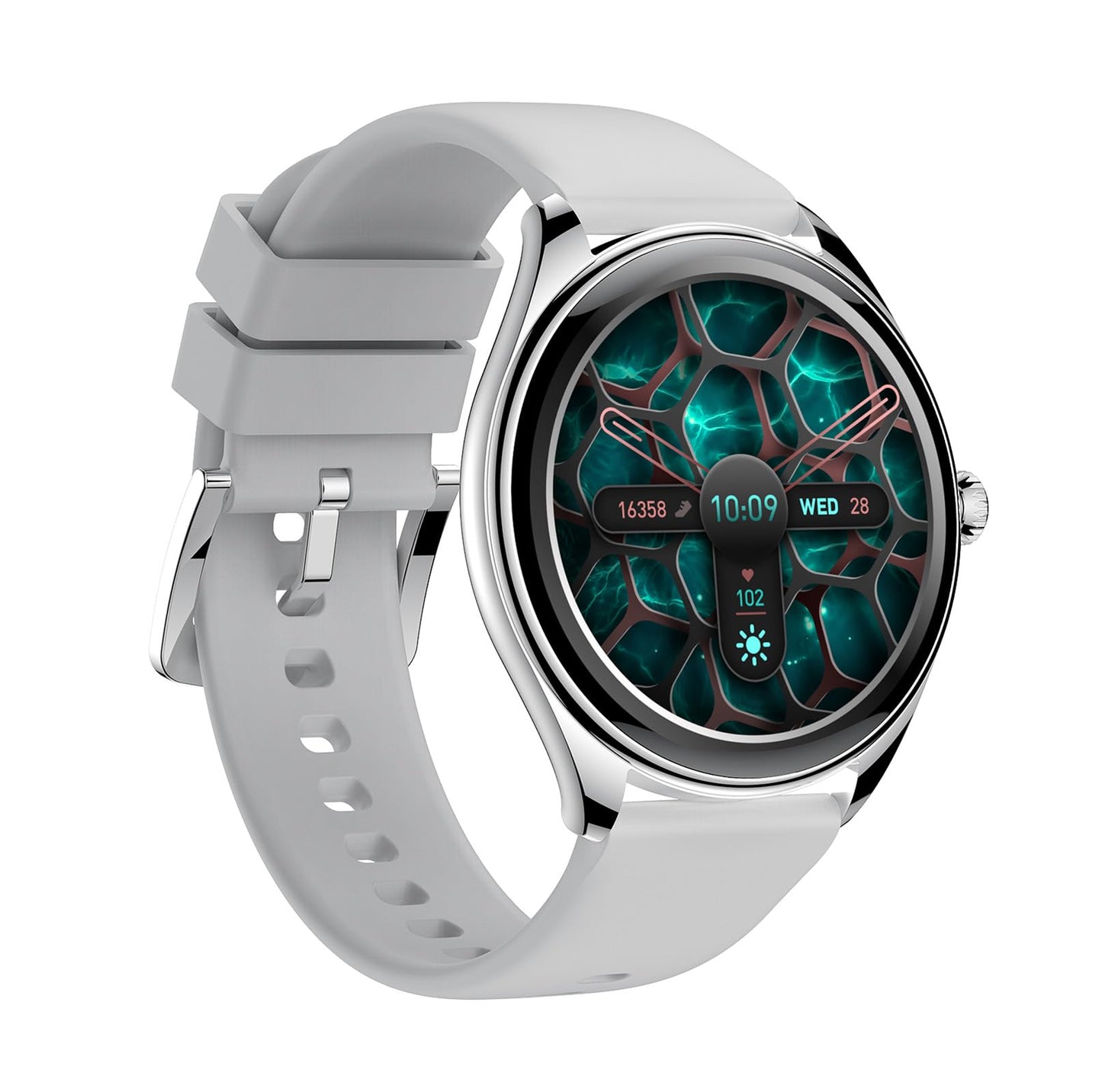 Vinora Feather Smart Watch, India's Most Affordable Slimmest Smart Watch with only 6.8mm Thinness! (Cosmic Silver Colour, Grey Silicone Strap)