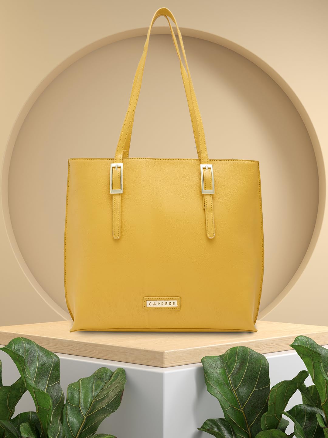 Caprese Jenny Tote Bag, Medium-Ochre | Stylish Handbag for Women | Spacious, Versatile Office & Daily Essentials Tote | Top Zip Closure