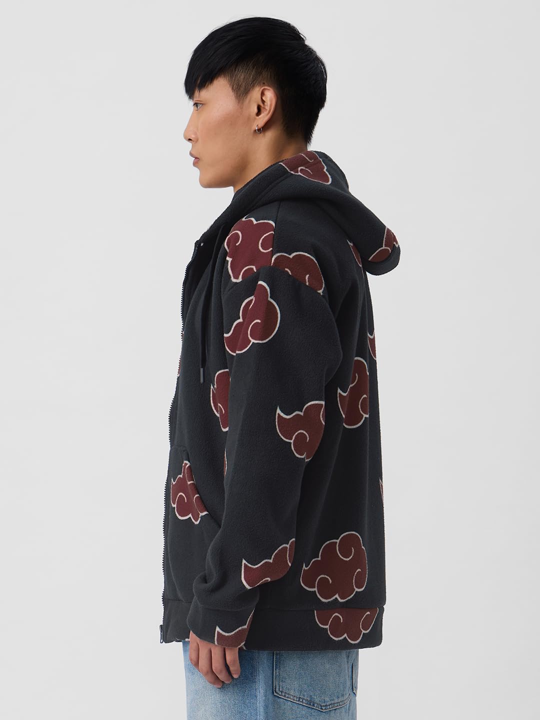 The Souled Store Naruto Shippuden: Dawn Of Akatsuki Men and Boys Long Sleeves Hooded Neck Zipper Front Polyester Oversized Hoodies