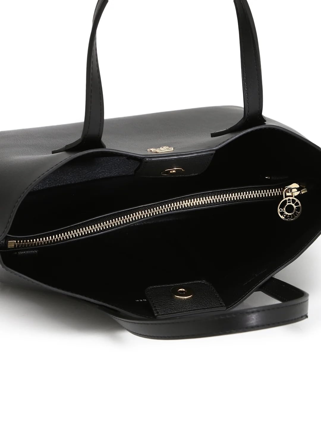 Tommy Hilfiger Solid Black Pu Handbags