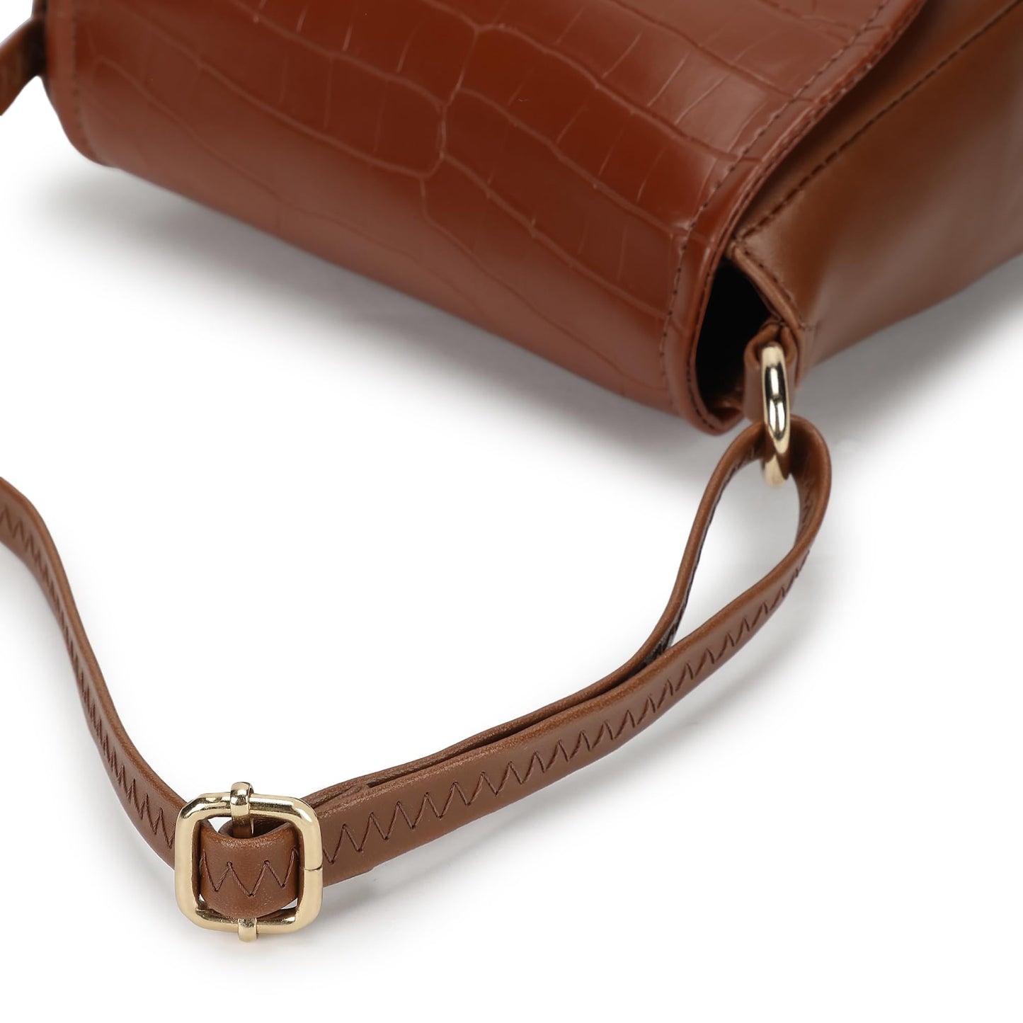 Fastrack Women’s Spacious Croc-Textured Party Sling Bag (Tan Brown)