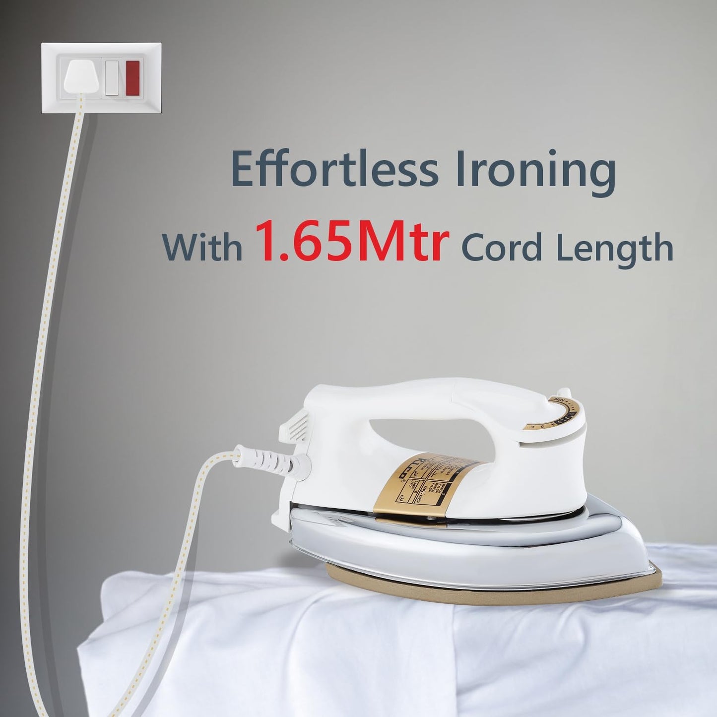 Rico 1000W 1.5KG Heavy Weight Dry Iron With 2 Years Replacement Warranty | Japanese Quick Heat Technology with Advance Sole Plate Iron Press | Shock Proof Iron Box for Clothes | Made In India - AI11