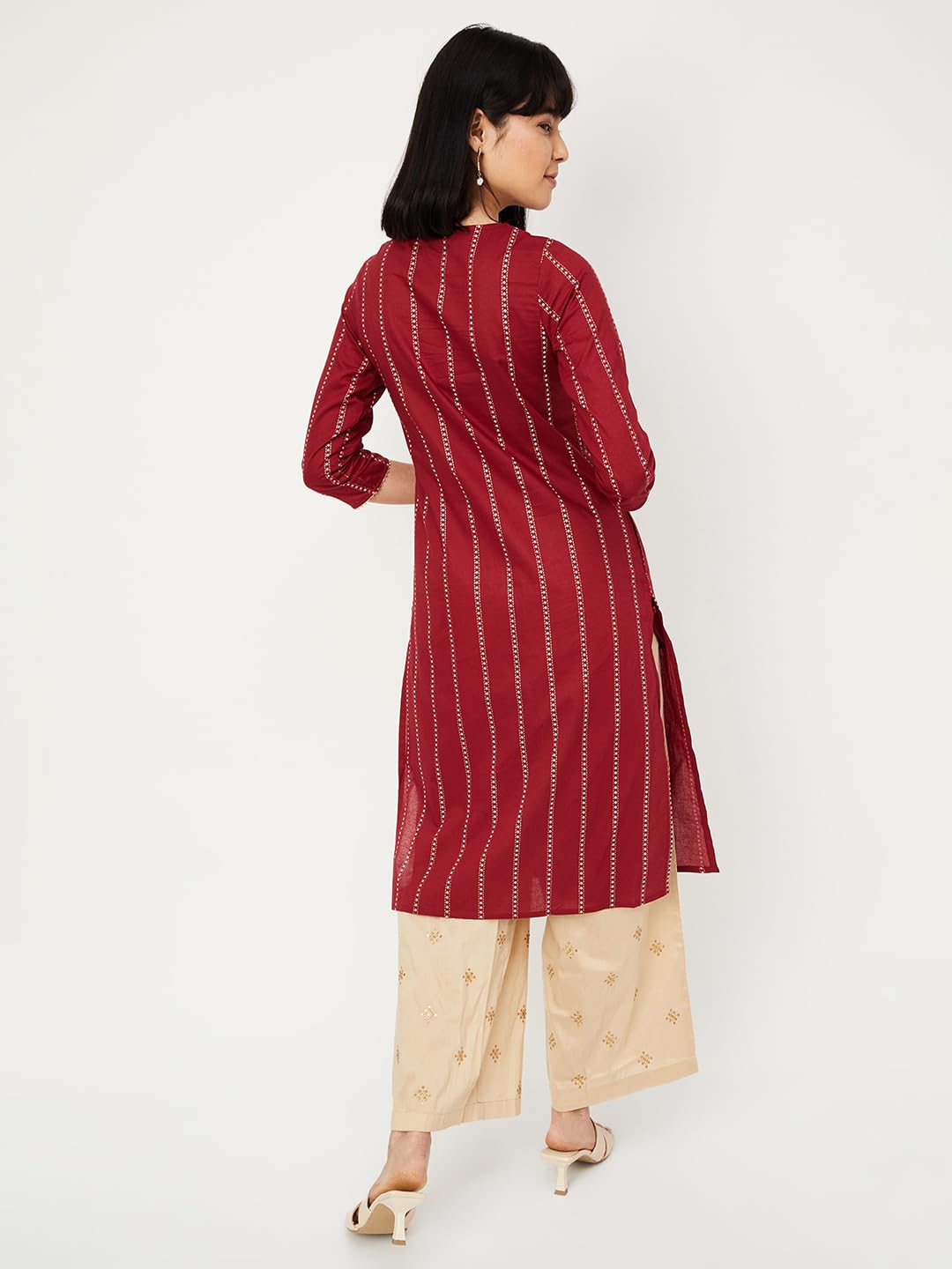 Max Women's Cotton Regular Kurta (PCPKFE24NAMAROON_Maroon