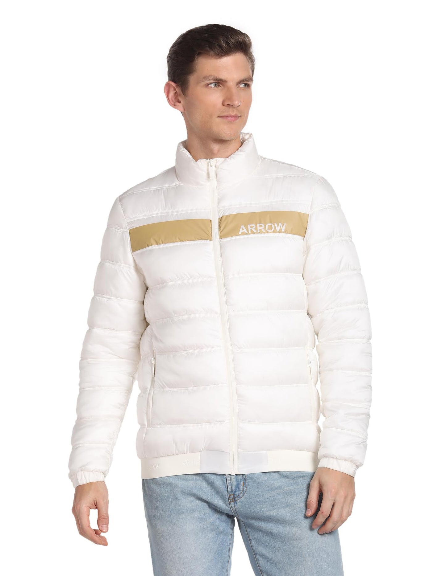 Arrow Men's Puffer Jacket (ASAGJK4749_Off White
