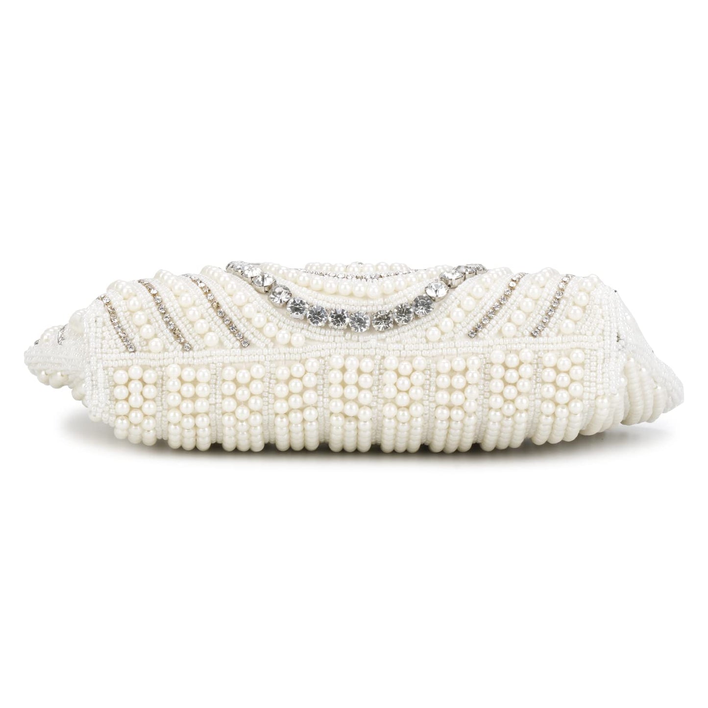 LONGING TO BUY Women's Tote Pearl Clutch (White)