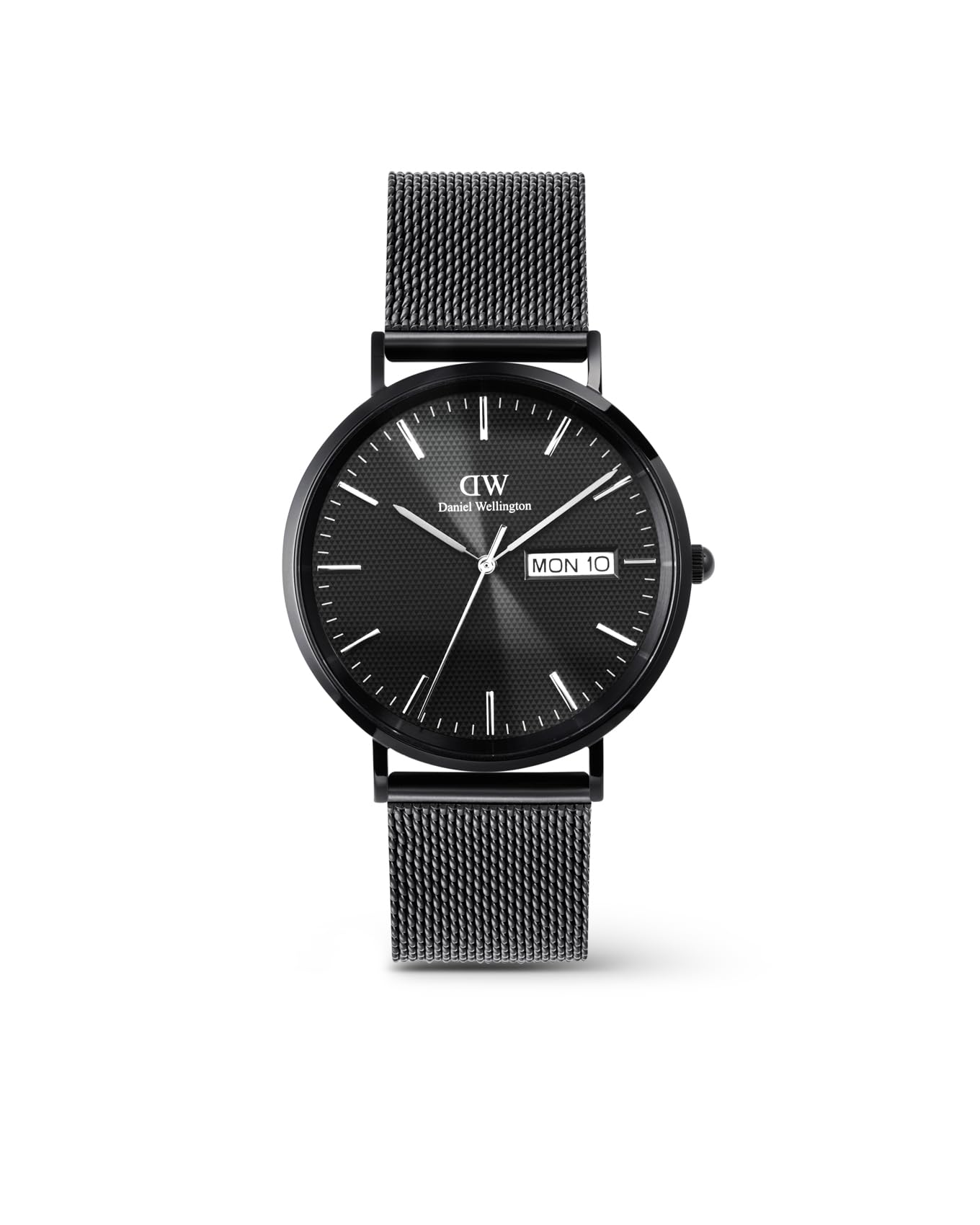 Daniel Wellington Classic Extension Analogue Watch for Man with Black Round Dial & Black Stainless Steel Bracelet Band Water Resistant Men's Wrist Watches - DW00100831K