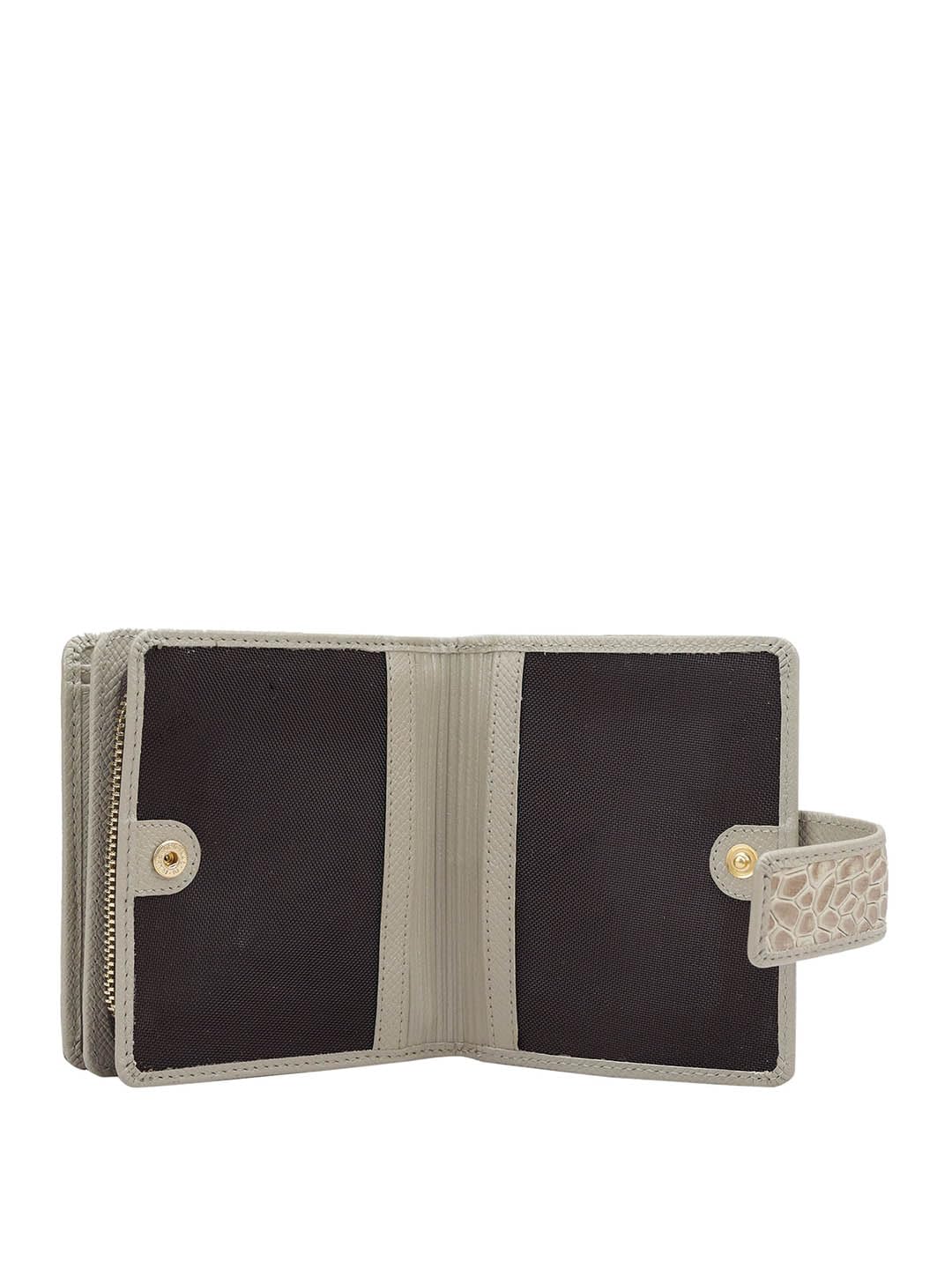 Da Milano Genuine Leather White Flap & Zip Women Wallet (10014C)