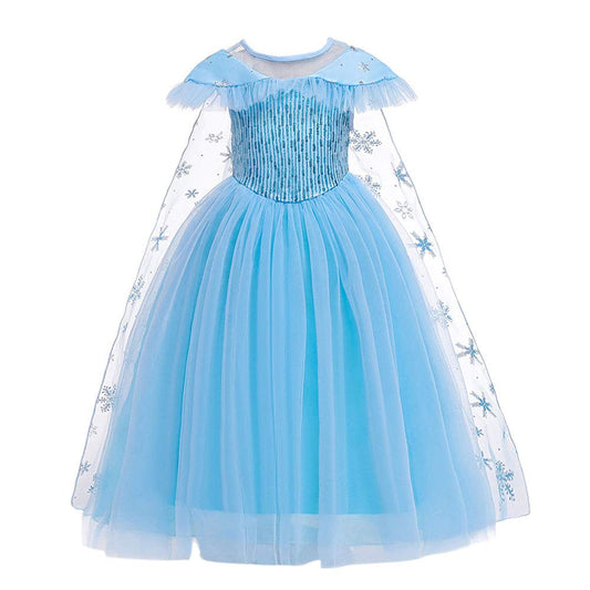 Hopscotch Girls Sequin Embellished Floor Length Ball Gown In Blue Color For Ages 4-5 Years