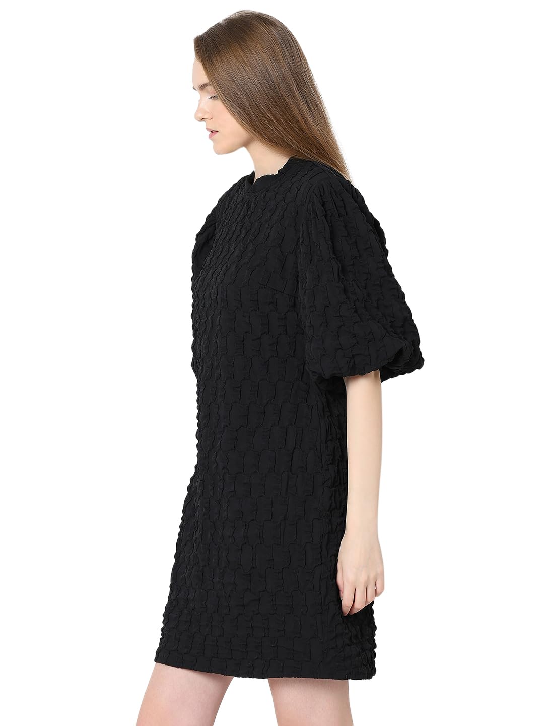 VERO MODA Women's Polyester Sheath Above The Knee Dress (10318285 Black