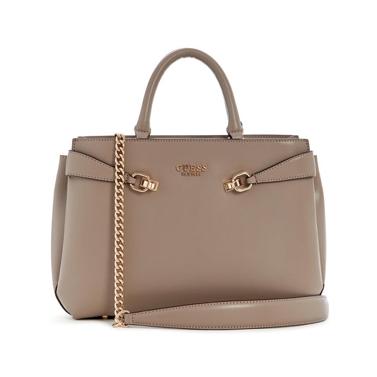 GUESS Dark Taupe Solid Polyurethane Lorelei Girlfriend Satchel