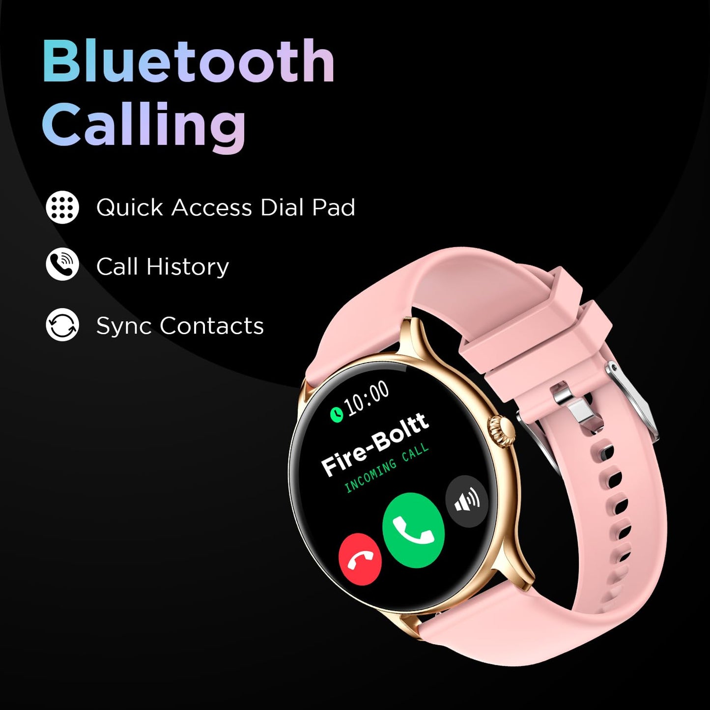 Fire-Boltt Phoenix Smart Watch with Bluetooth Calling 1.3,120+ Sports Modes, 240 * 240 PX High Res with SpO2, Heart Rate Monitoring & IP67 Rating (Gold Pink)