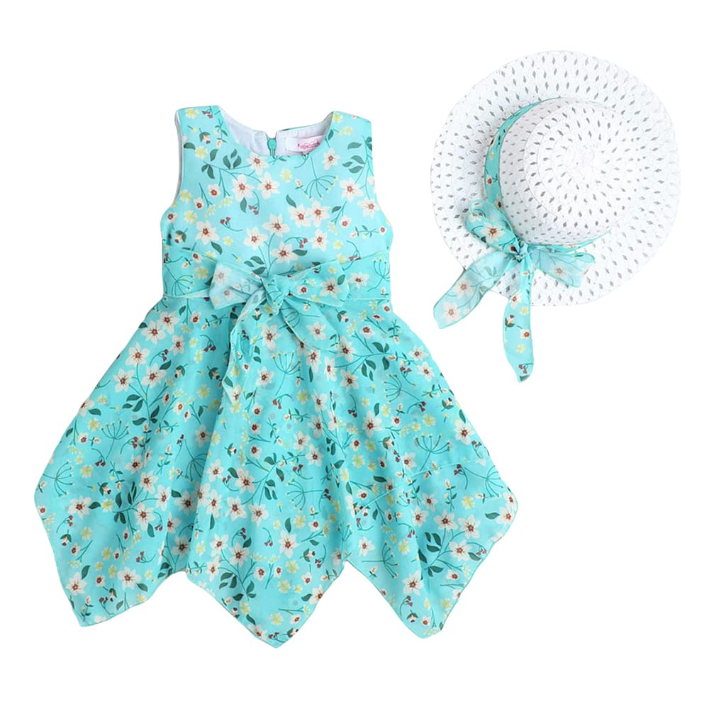 Hopscotch Girls Mini Casual Dresses in Green Color for Ages 2-3 Years