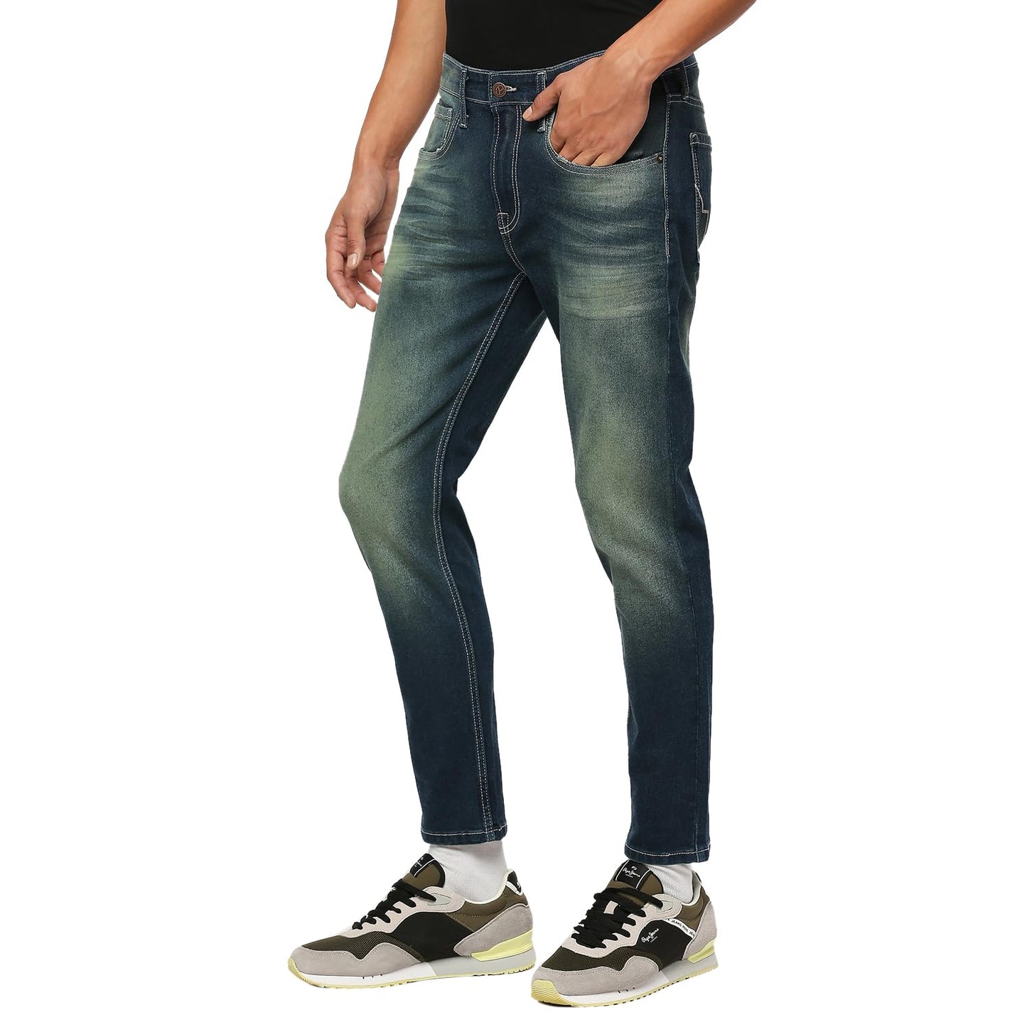 Pepe Jeans Men's Mid Rise Slim Fit Jeans, Green, 30